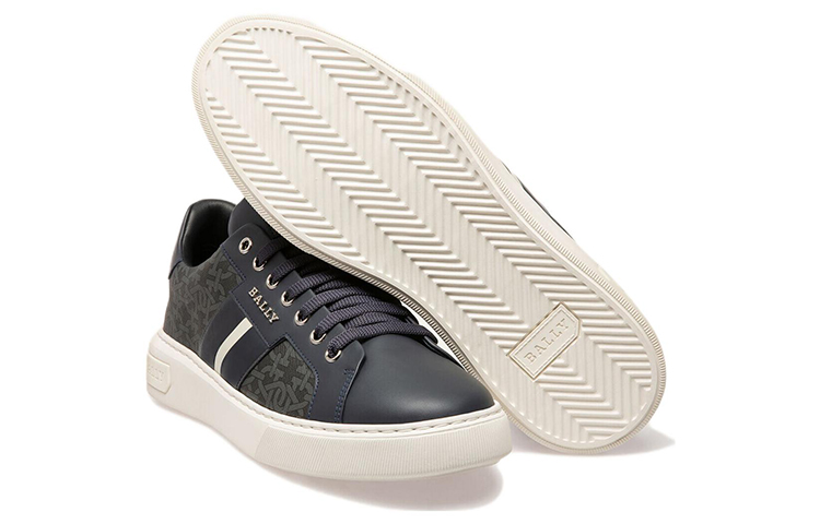 BALLY Leather Fashion Sneakers 'Grey Blue' 圖 4