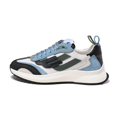 BALLY Leather Lace-Up Low-Top 'Black Grey Blue'