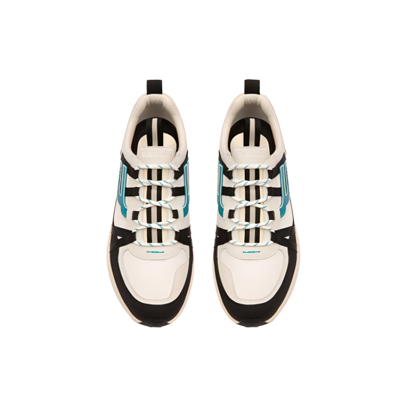 Lookbook BALLY Sepatu Kulit Lace-Up Low Top 'Putih Hitam Biru' 6301540