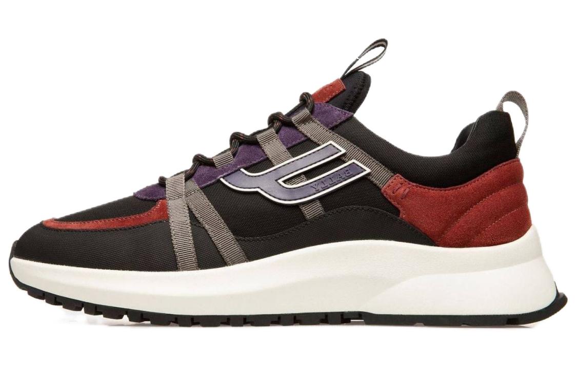 BALLY Leather Lace-Up Low Top Sneakers 'Black Red'