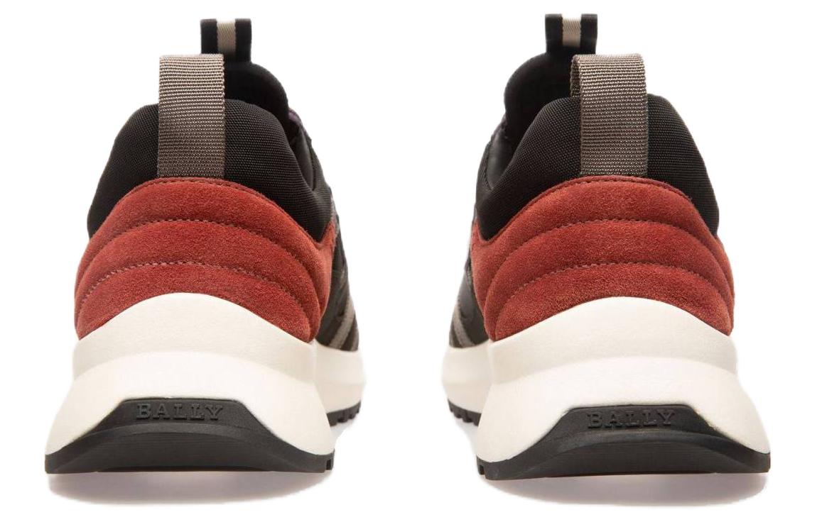 BALLY Leather Lace-Up Low Top Sneakers 'Black Red' 圖 5