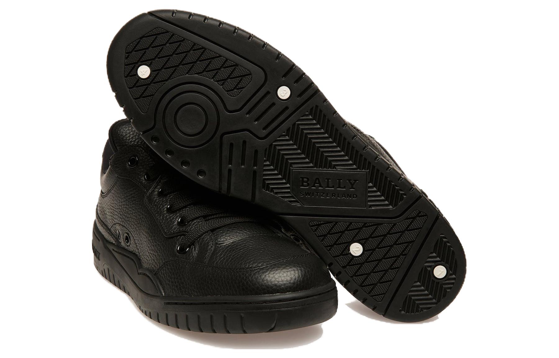 Shop BALLY巴利 皮革 繫帶圓頭 低筒 運動休閒鞋 男款 黑色