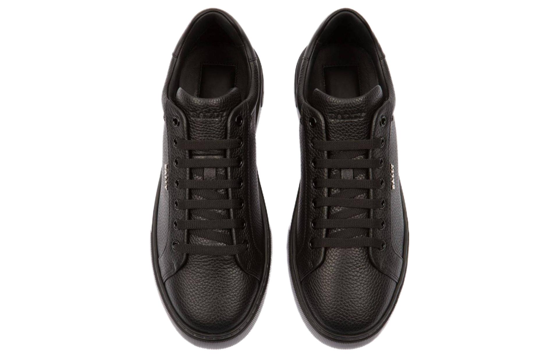 Shop 巴利 黑色时尚皮革系带运动鞋 6300033