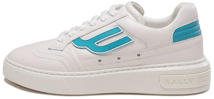 BALLY Leather Lace-Up Fashion Sneakers 'White Aqua Blue' 6302114 BALLY Leather Lace-Up Fashion Sneakers 'White Aqua Blue' 6302114