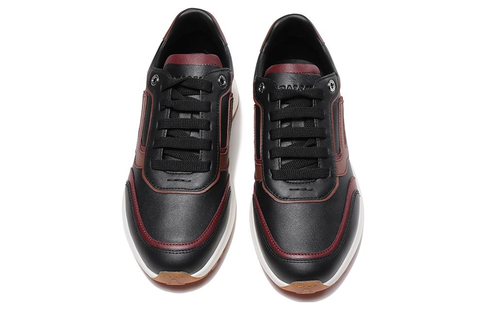 Shop バリー レザー レースアップ スニーカー 黒茶 6301864