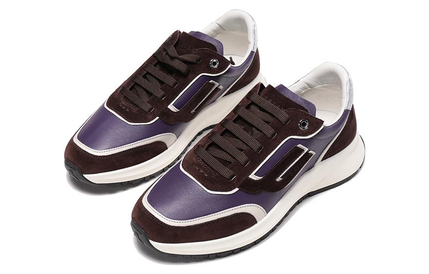 BALLY Leather Lace-Up Sneakers 'Purple Brown' 圖 3