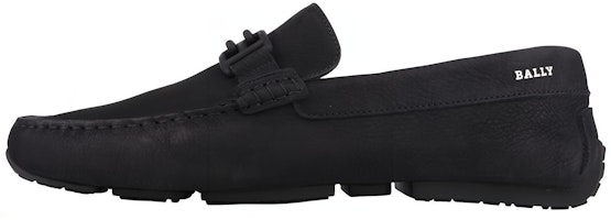 BALLY Leather Logo Slip-On Loafers 'Black' 6300196 BALLY Leather Logo Slip-On Loafers 'Black' 6300196