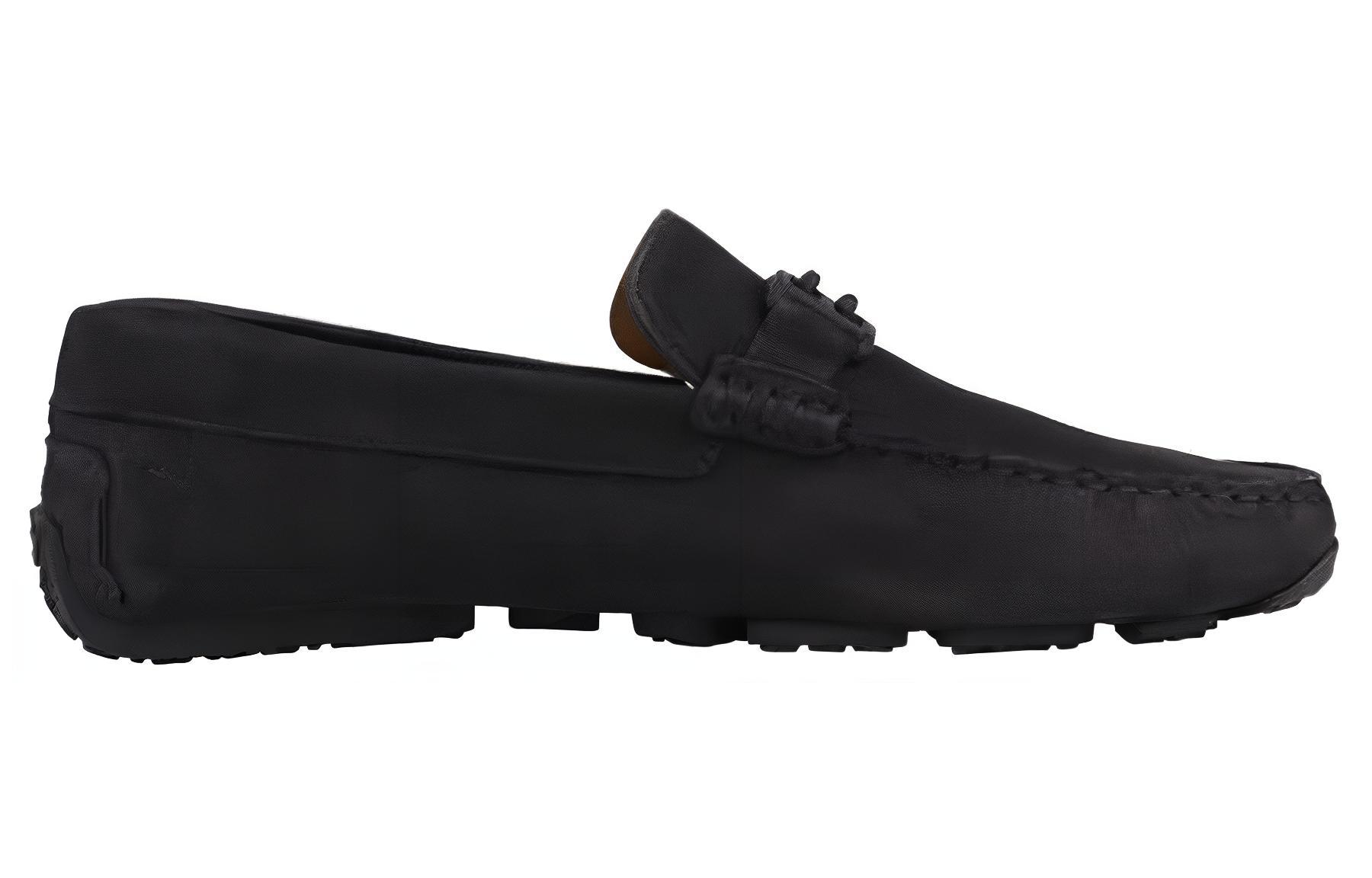 Order 발리 블랙 레더 로고 슬립온 로퍼 6300196