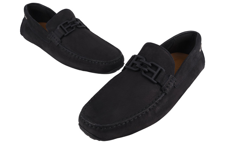 Lookbook 발리 블랙 레더 로고 슬립온 로퍼 6300196