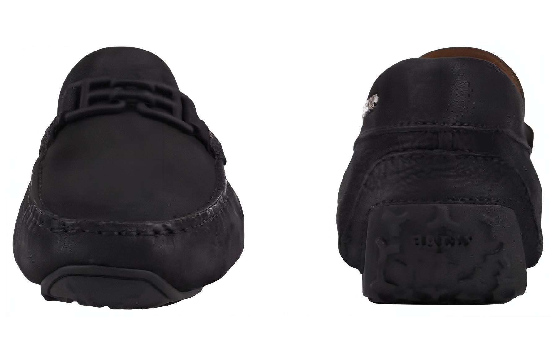 Shop 발리 블랙 레더 로고 슬립온 로퍼 6300196