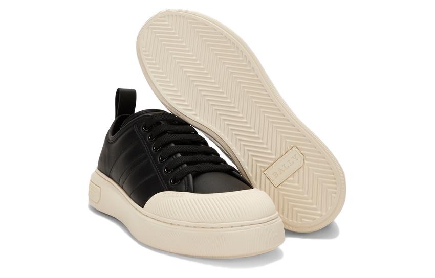 Shop 발리 레더 로우탑 스니커즈 (블랙/화이트) 6303314