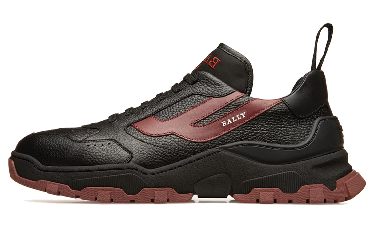 BALLY Leather Low-Top Lace-Up Sneaker 'Black Red' 6301551