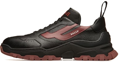 BALLY Leather Low-Top Lace-Up Sneaker 'Black Red' 6301551 BALLY Leather Low-Top Lace-Up Sneaker 'Black Red' 6301551
