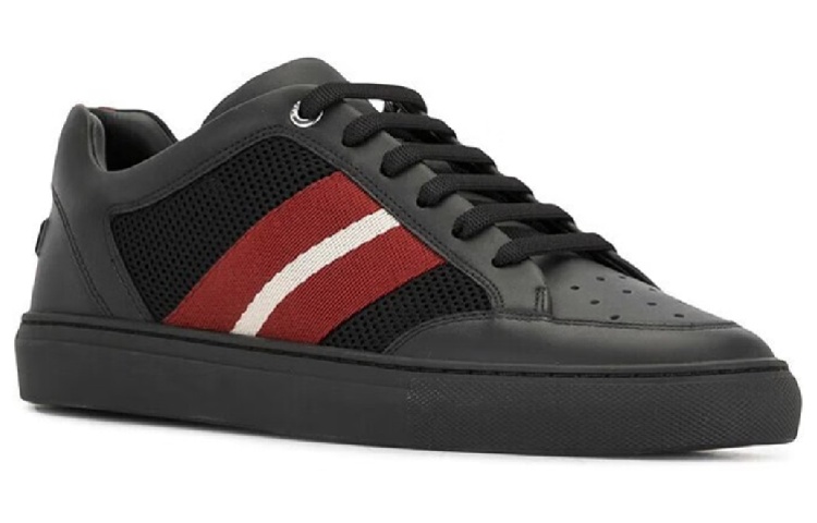 Order BALLY Scarpa in pelle nera e rossa stringata 6234630