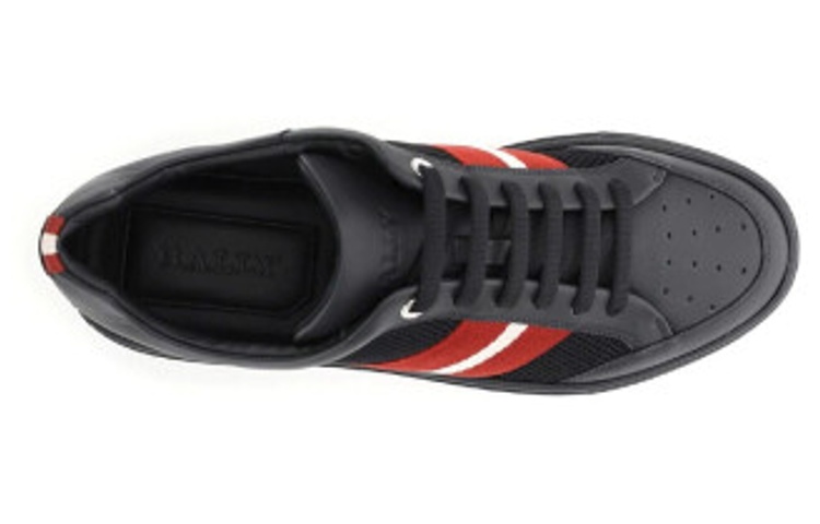 Shop BALLY Scarpa in pelle nera e rossa stringata 6234630