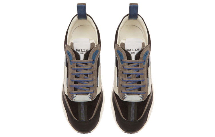 Lookbook BALLY Sneakers Kulit Low-Top 'Abu Hitam Biru' 6302763
