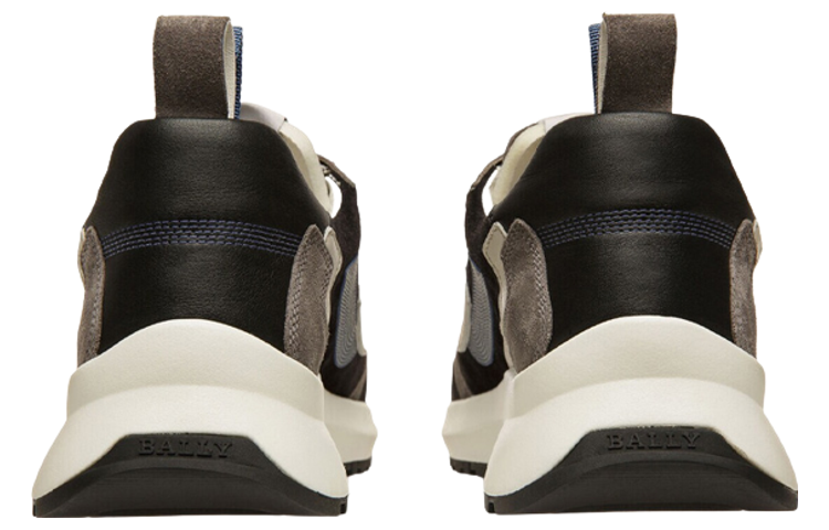 Shop BALLY Sneakers Kulit Low-Top 'Abu Hitam Biru' 6302763