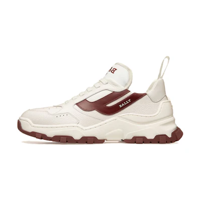 BALLY Leather Low-Top Sneaker 'White Deep Red'