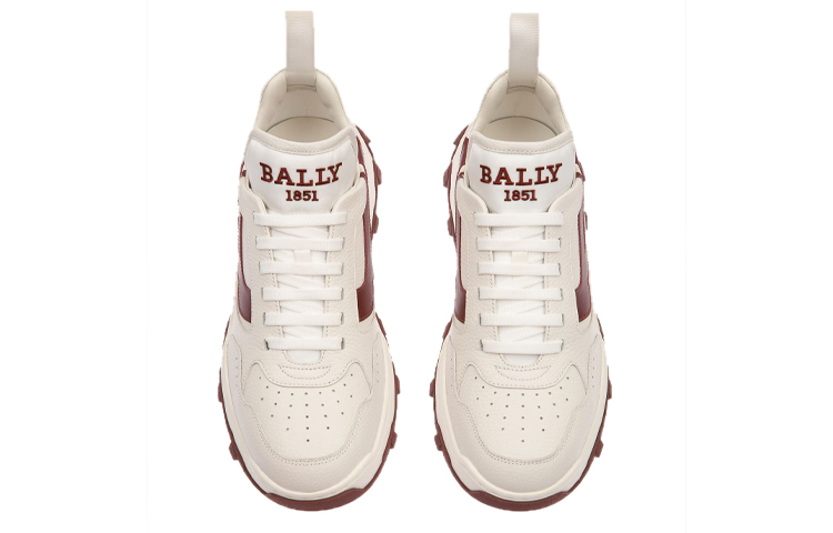 BALLY Leather Low-Top Sneaker 'White Deep Red' 圖 2