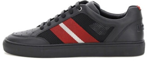 BALLY Leather Low-Top Round-Toe Lace-Up 'Black Red' 6234630 BALLY Leather Low-Top Round-Toe Lace-Up 'Black Red' 6234630