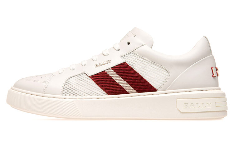 BALLY Leather Low-Top Sneaker 'White Red' 6237753