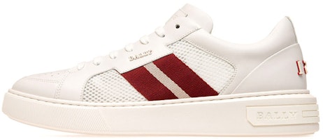 BALLY Leather Low-Top Sneaker 'White Red' 6237753 BALLY Leather Low-Top Sneaker 'White Red' 6237753