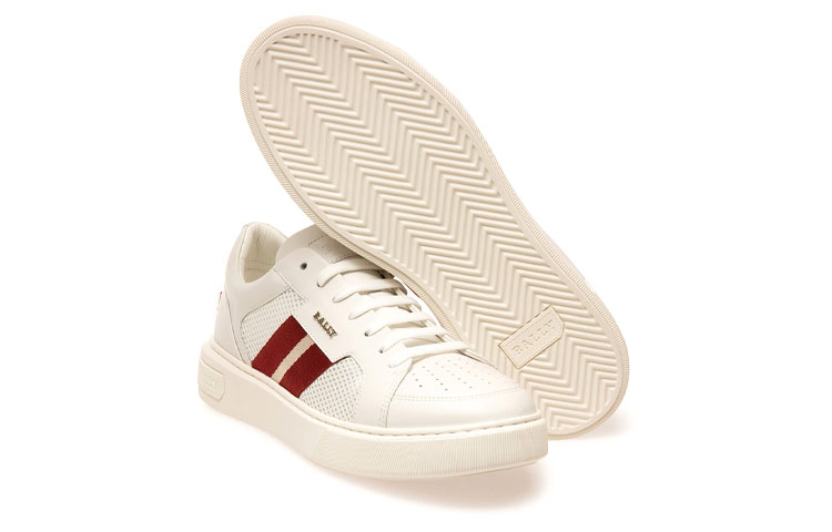 Lookbook BALLY 皮革低帮运动鞋 '白红' 6237753