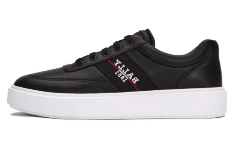 BALLY Leather Round Toe Lace-Up Thick Sole Low Top 'Black' 6240620