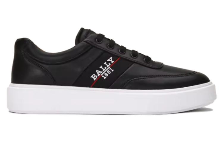 Order BALLY Kasut Platform Rendah Kulit Bertali Hitam 6240620