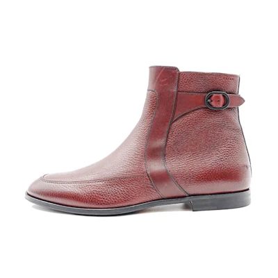 BALLY Leather Short Boots 'Red Fashion Buckle'
