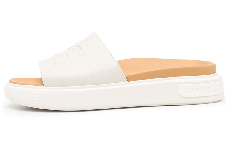 BALLY Leather Slip-On Slides 'White'