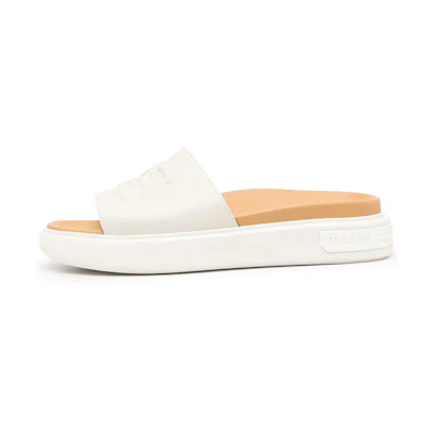 BALLY Leather Slip-On Slides 'White'