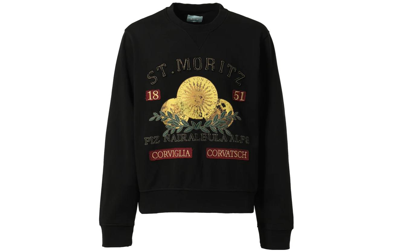 BALLY Letter Print Long Sleeve Sweatshirt Unisex - Black M5BA927F