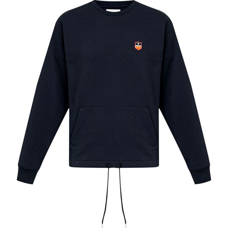 BALLY Logo Badge Crewneck Pullover Sweatshirt Navy Blue () 6306682