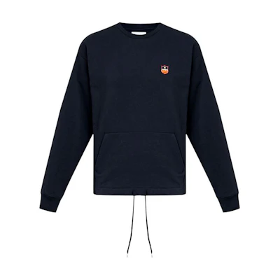 BALLY Logo Badge Crewneck Pullover Sweatshirt Navy Blue () 6306682