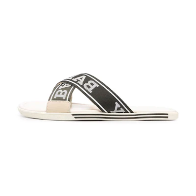 BALLY Logo Jacquard Flat Slides 'Black and White'
