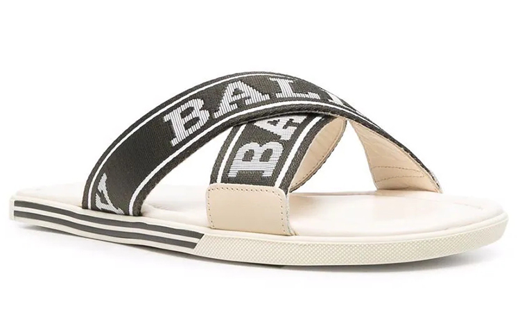 BALLY Logo Jacquard Flat Slides 'Black and White' 圖 2