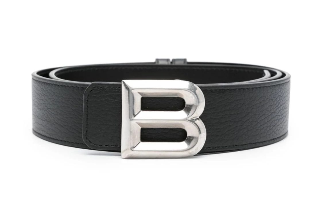 Order BALLY 男士光滑扣标志皮革腰带 黑色 3.5CM宽 6305822