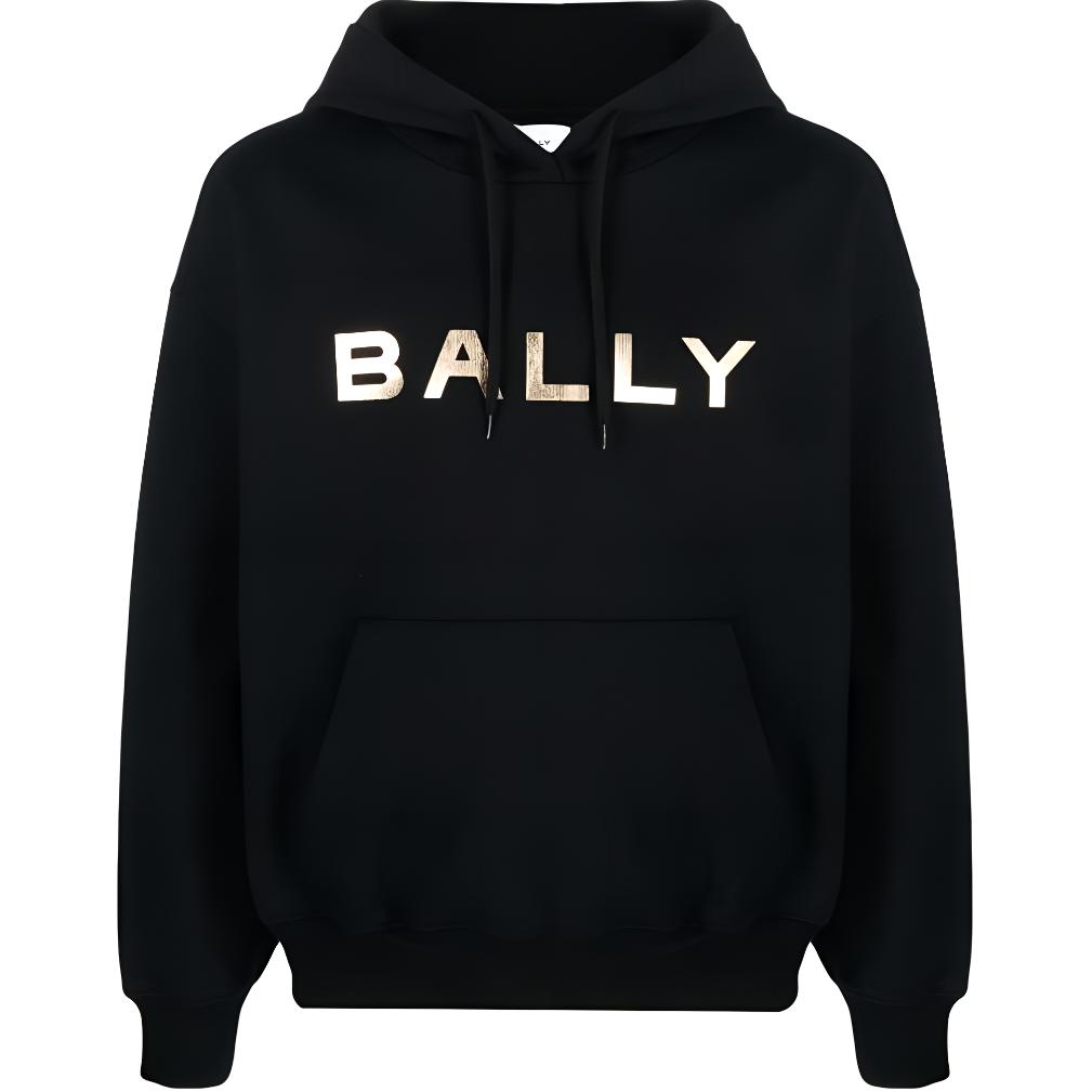 BALLY Logo Print Pullover Hoodie Menswear Black Casual Hoodie 6305795