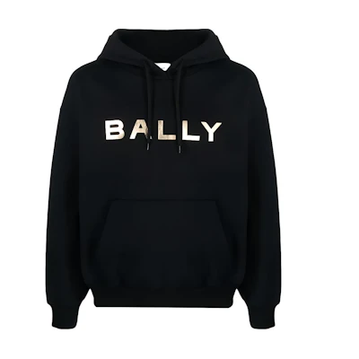 BALLY Logo Print Pullover Hoodie Menswear Black Casual Hoodie 6305795