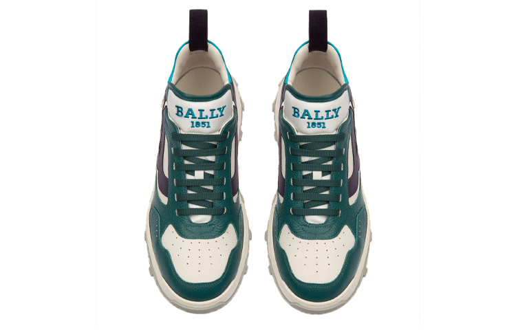 BALLY Low-Top Lace-Up Sneakers 'White Green' 圖 2