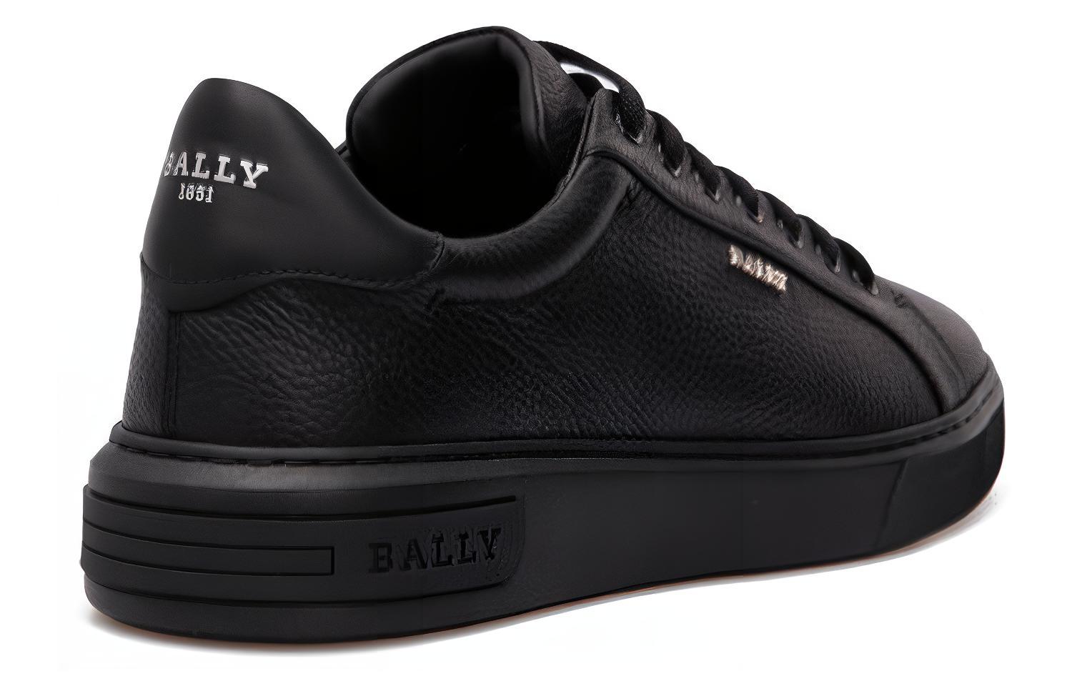 Shop BALLY 低帮皮革运动鞋 '黑色' MSK074VT002