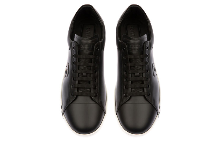 Shop 발리 블랙 레더 로우탑 스니커즈 6234603