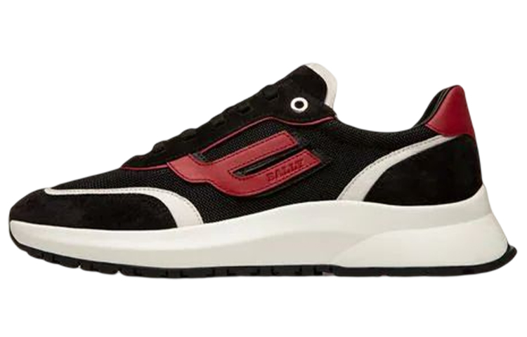 Buy BALLY 网布和皮革运动鞋 '黑红' 6301546