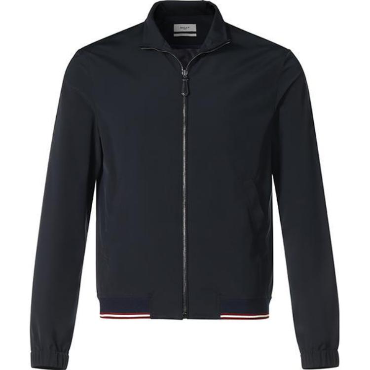 BALLY Navy Blue Solid Zip-Up Collared Long-Sleeve Jacket M3BA414F-5284