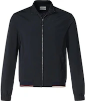 BALLY Navy Blue Solid Zip-Up Collared Long-Sleeve Jacket M3BA414F-5284 BALLY Navy Blue Solid Zip-Up Collared Long-Sleeve Jacket M3BA414F-5284