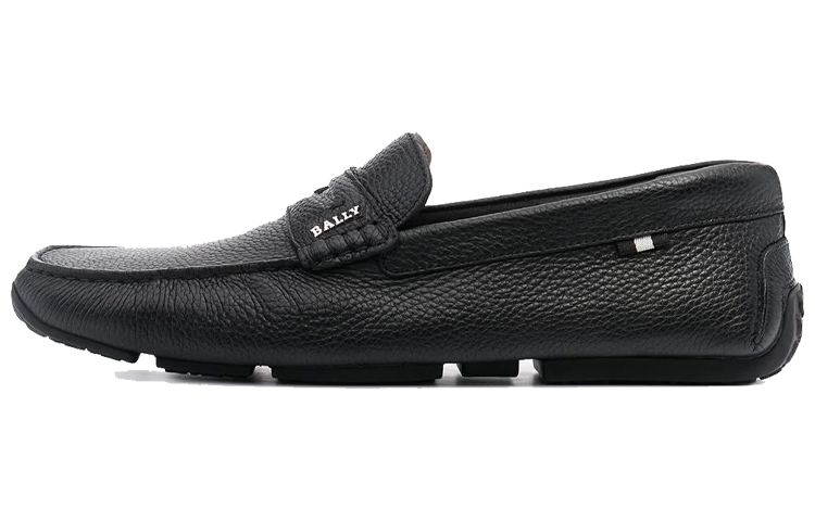 BALLY Pavel Pebbled Leather Loafers Casual Shoes - Black 6234457