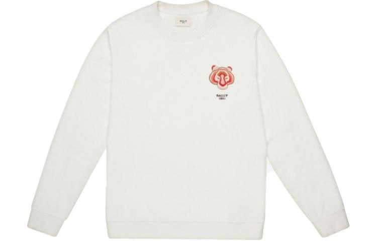 BALLY Printed Crewneck Casual Long-Sleeve Sweatshirt Bone White 6300920
