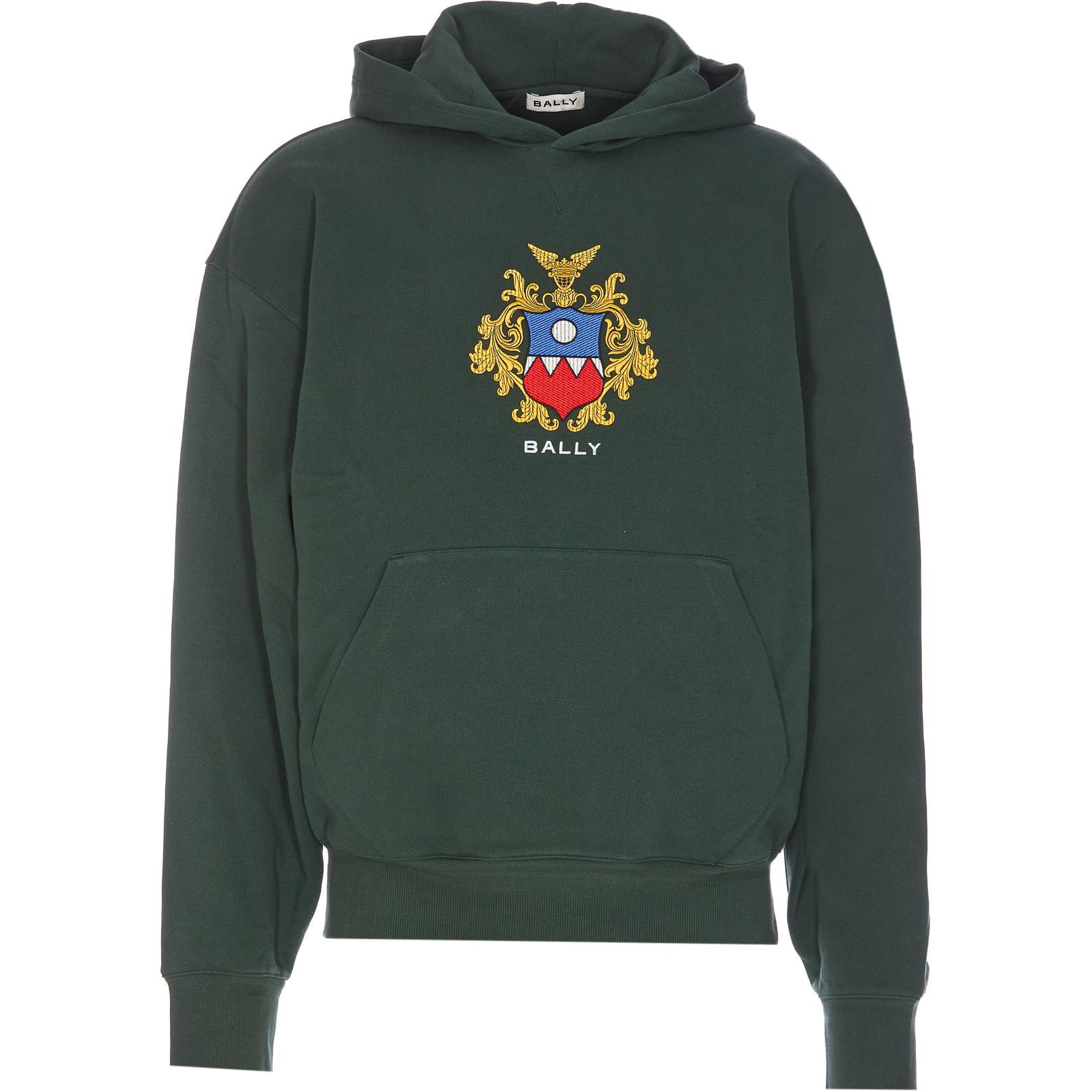 BALLY Printed Embroidered Hoodie Green - Long Sleeve Pullover MJE065-CO227-U677