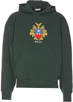 BALLY Printed Embroidered Hoodie Green - Long Sleeve Pullover MJE065-CO227-U677 BALLY Printed Embroidered Hoodie Green - Long Sleeve Pullover MJE065-CO227-U677